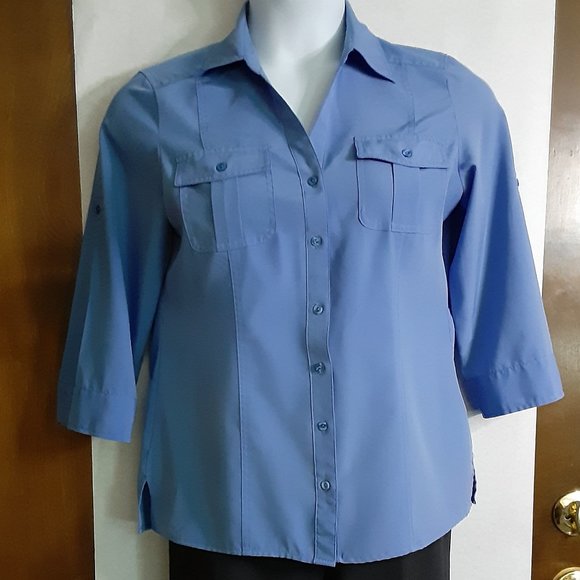 CROFT & BARROW/WOVEN STRETCH BLOUSE/MEDIUM - Picture 1 of 8